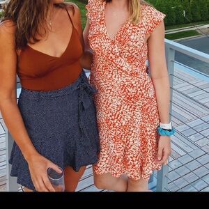 Free People Orange and White Mini Dress